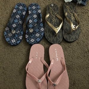Michael Kors and Coach flip flops
